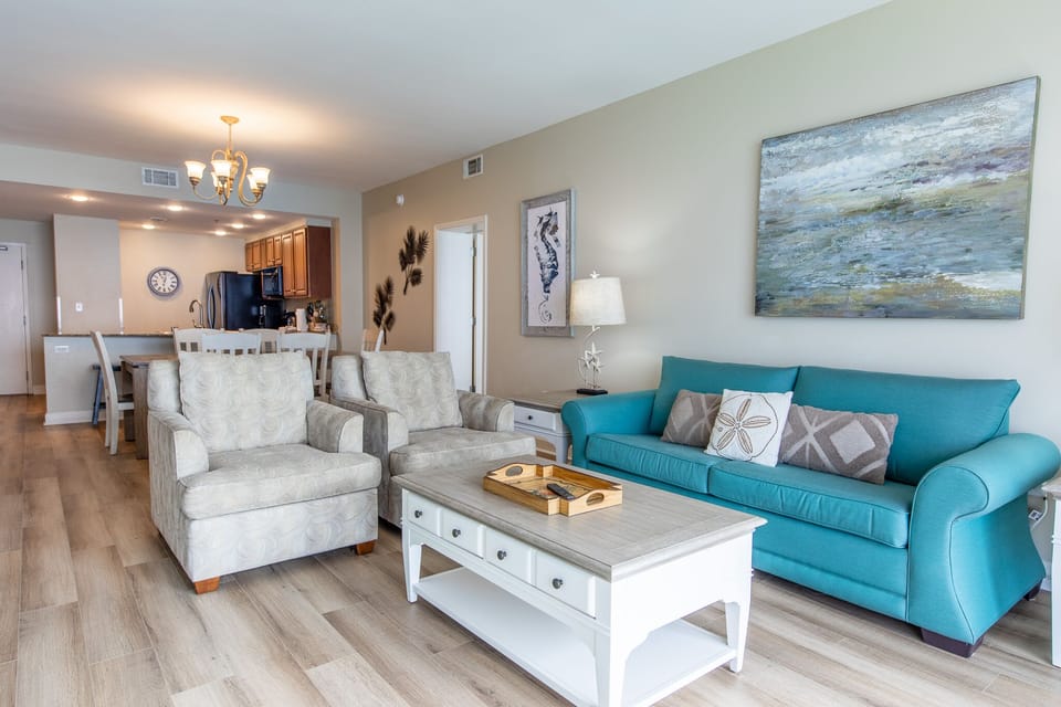 Gulf front living room.