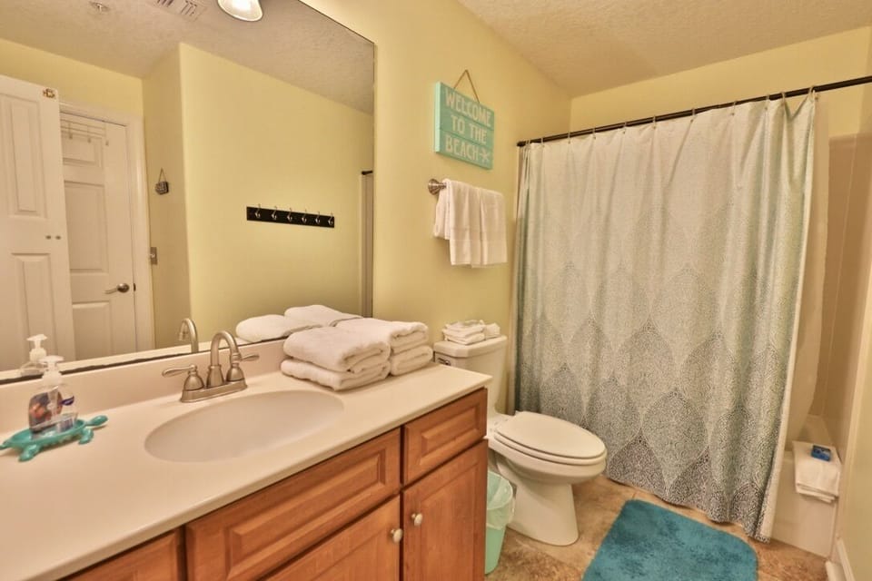 Master bathroom with shower-tub combo
