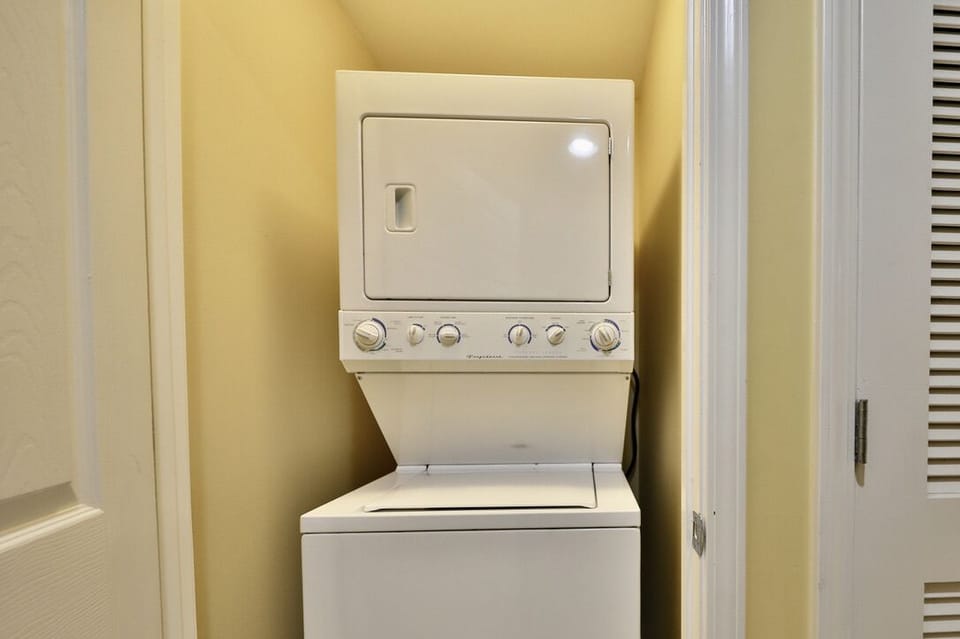 Washer and dryer in unit.