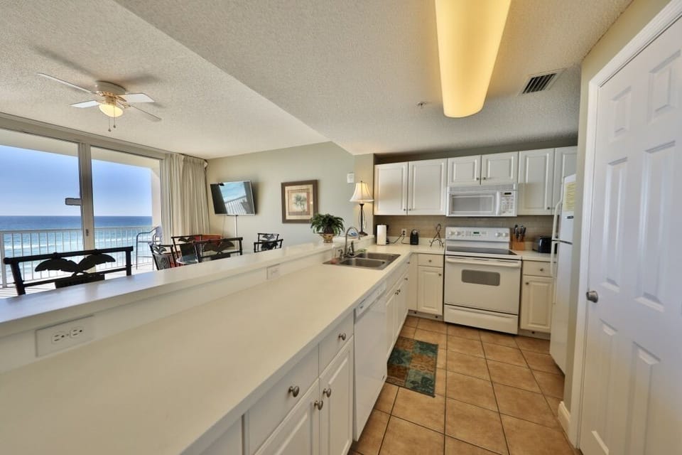Fully stocked kitchen.