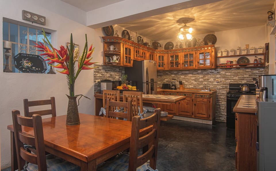 KITCHEN fully furnish 
basic spices/coffee/sugar/ creamer/lot of pot and pans.