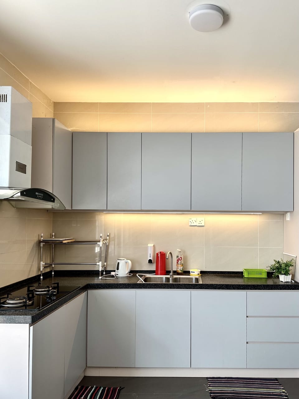 Fridge, shared microwave, electric kettle, highchair