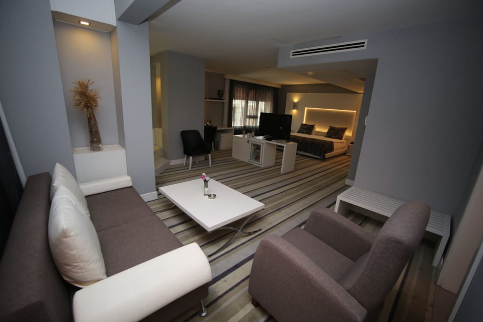Suite | Bathroom | Hair dryer, slippers, towels, soap