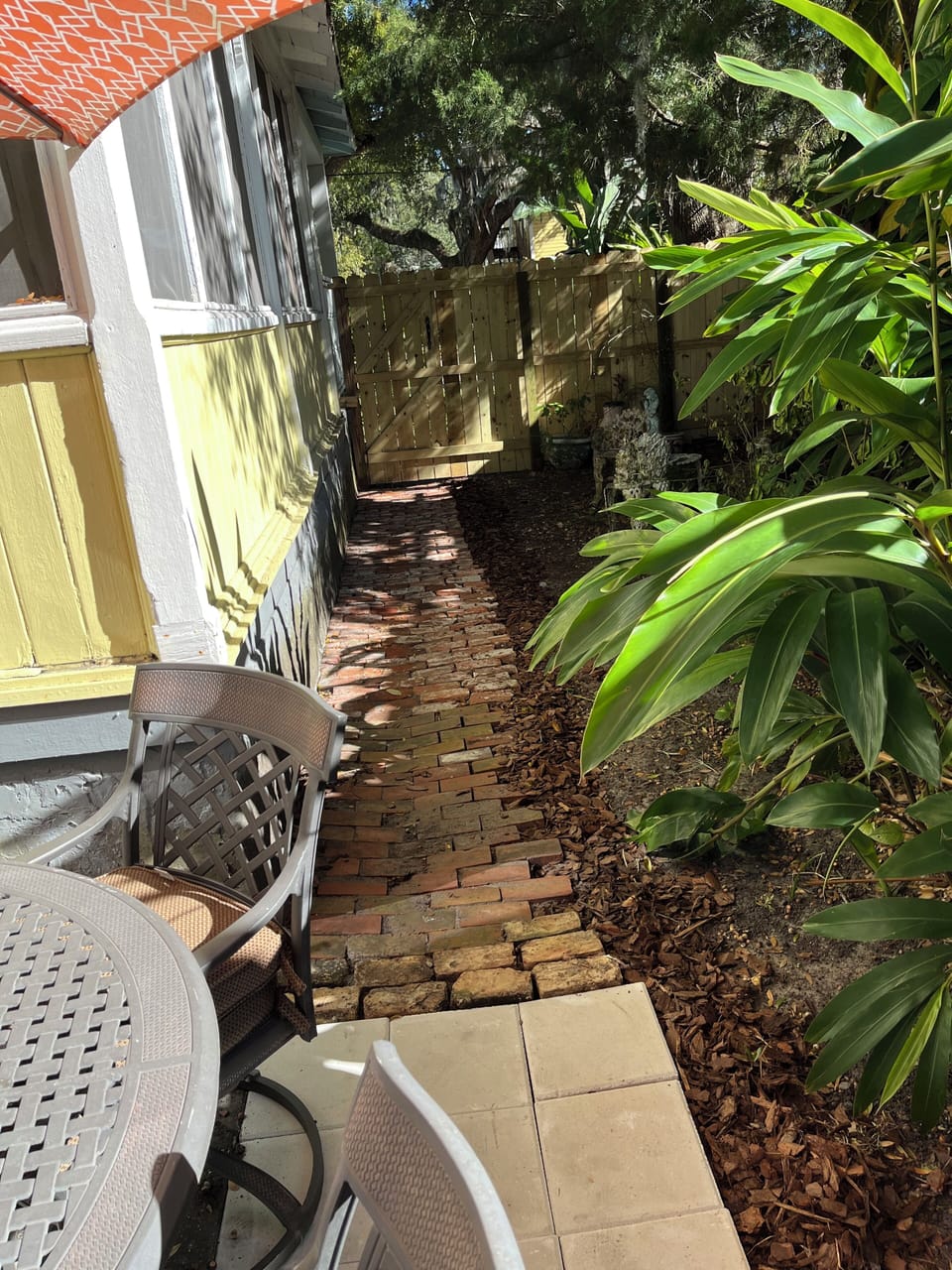 Shade garden walkway to front
