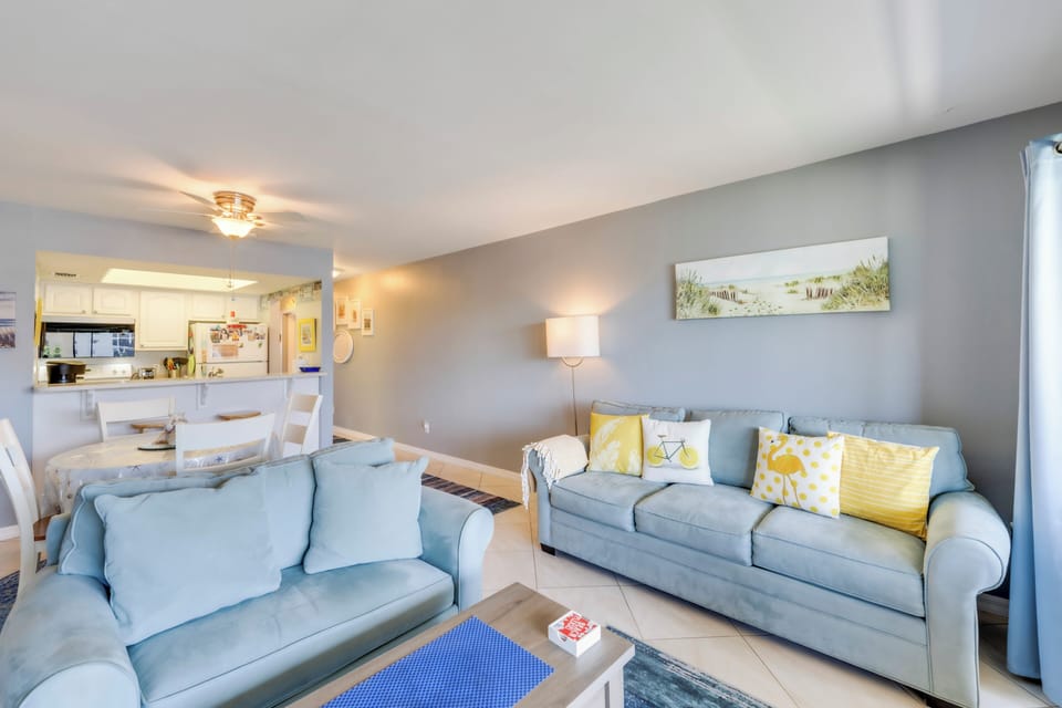 Air Conditioned, sun filled rooms are your vacation headquarters.