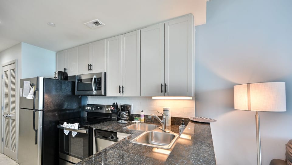 Fully equipped kitchen with modern appliances