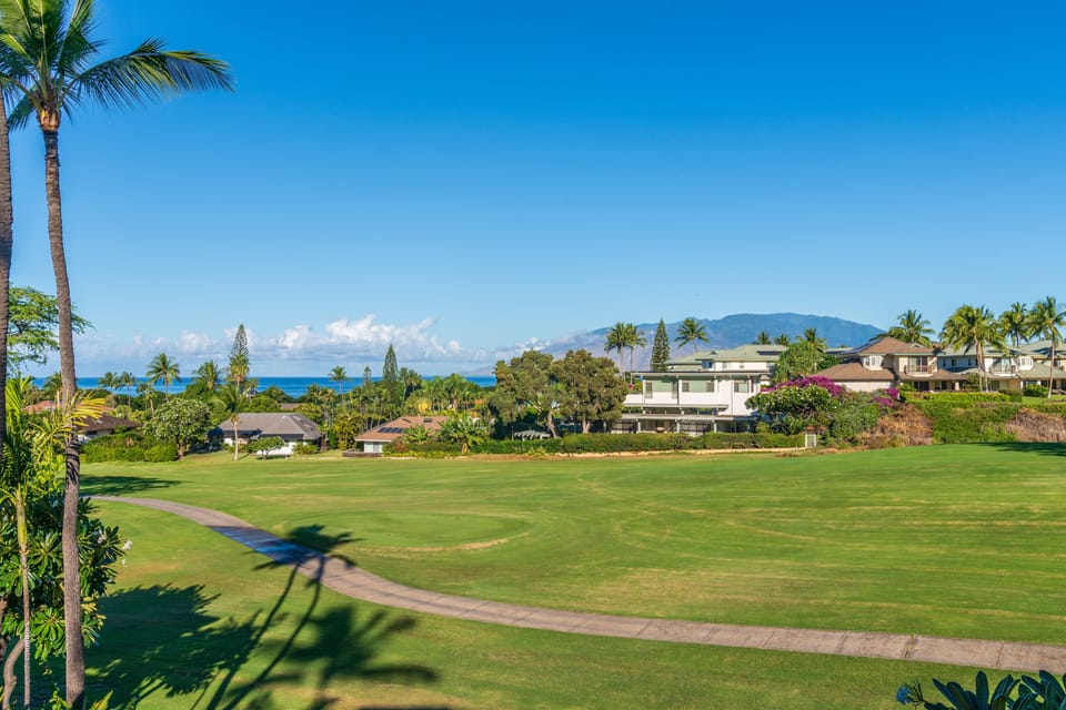 Ocean and golf course views from the lanai.