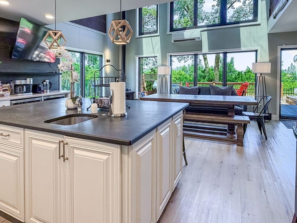 Kitchen with Great Room and Deck View