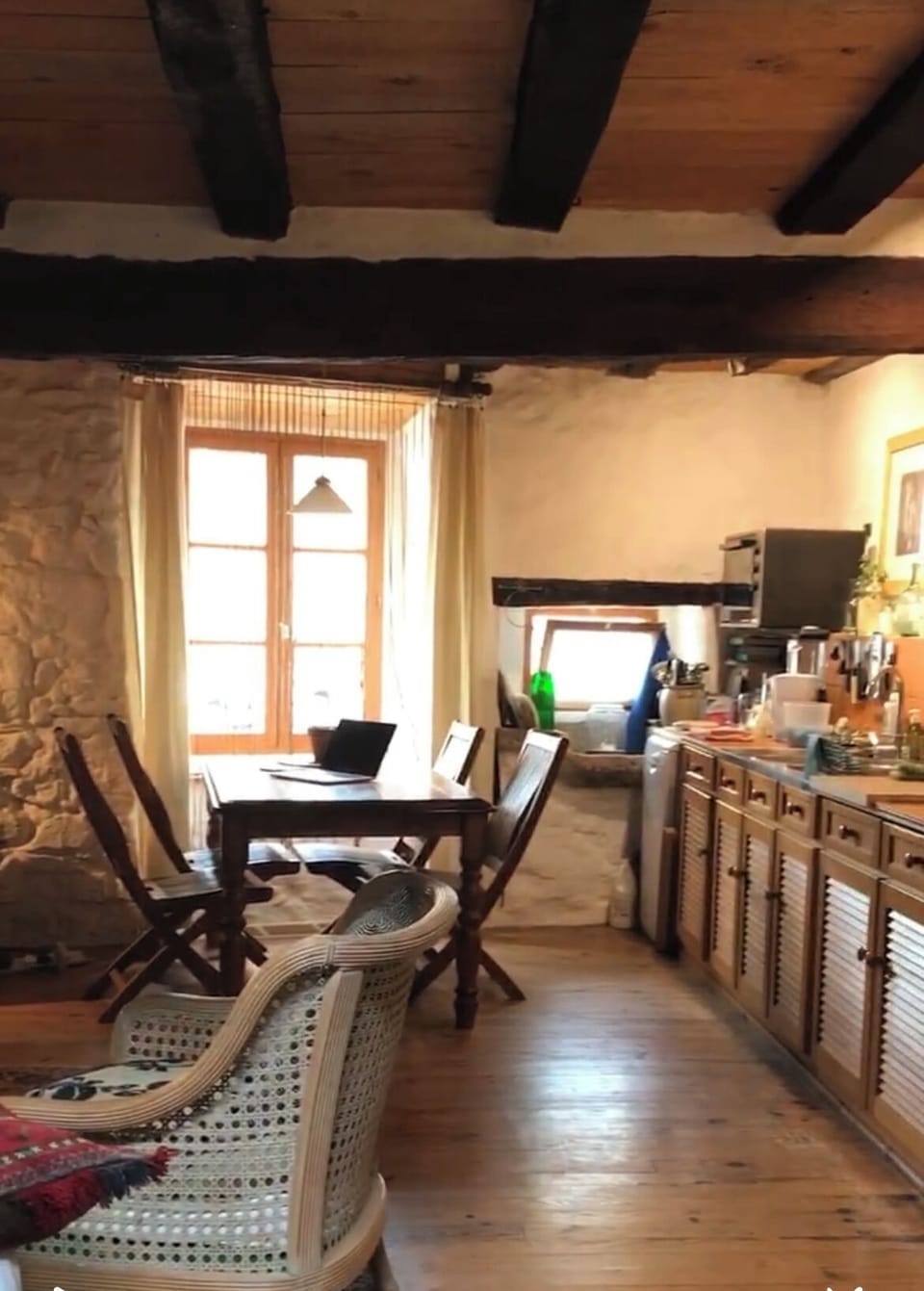 Dining Area overlooking village fountain and square. 