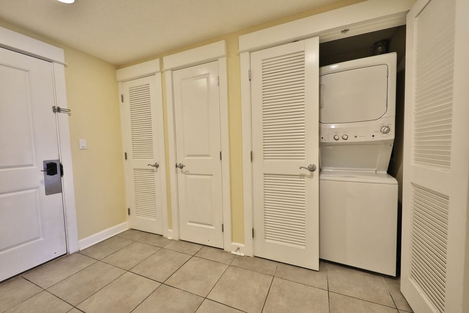 Washer and dryer in unit.