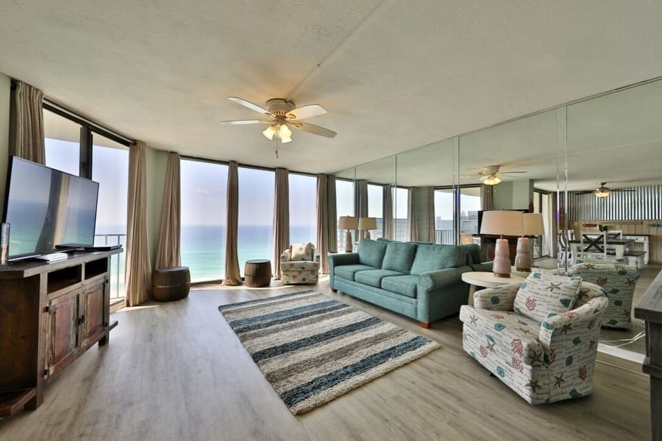 Gulf front living room.
