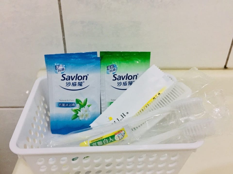 Shower, free toiletries, hair dryer, slippers