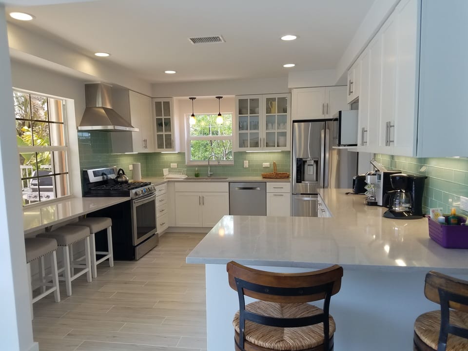 New kitchen opens up to living and dining room