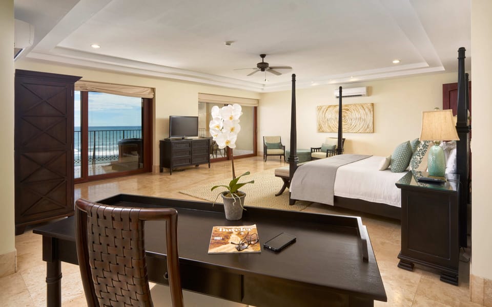 View of master bedroom from desk