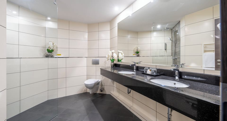 Family Room | Bathroom | Shower, free toiletries, hair dryer, towels