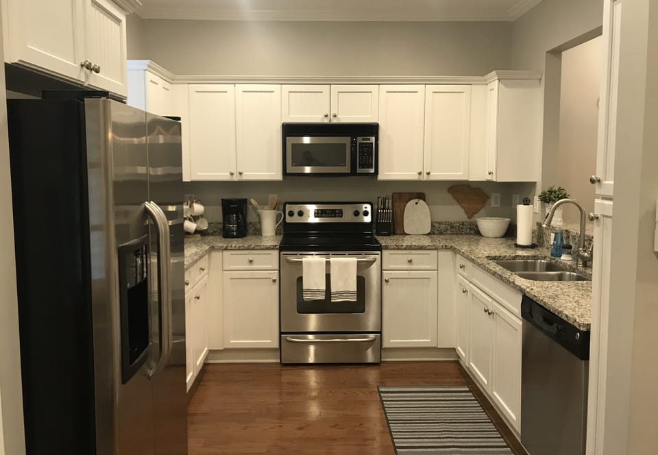 Everything you need to prepare a feast is stocked in this kitchen.