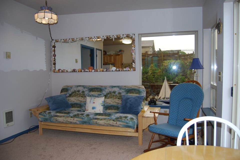 Living room with high quality futon for the kids or extras