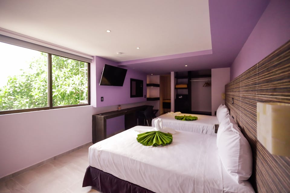 Standard Double Room, 2 Double Beds, Private Bathroom | 1 bedroom, minibar, in-room safe, desk