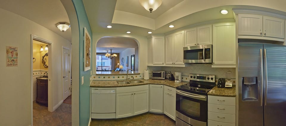 It will be a pleasure to cook in this fully-equipped kitchen -- or not!