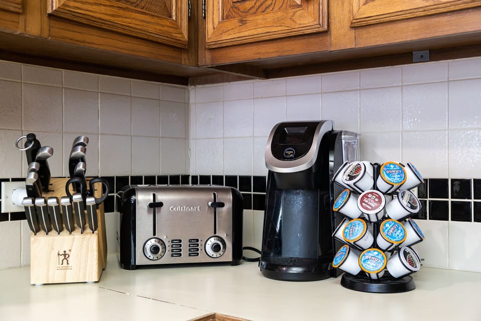 But first, coffee! There is a drip coffee maker too.