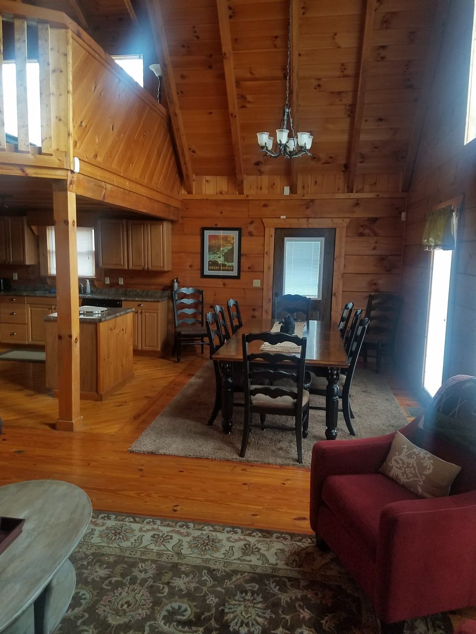 View of dining room and kitchen from living room.