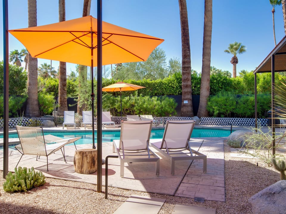 Lounge chairs for relaxing by the pool