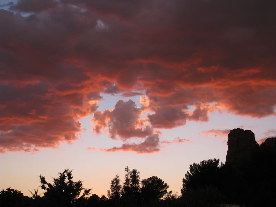 Sunset View of Gunsight Rock from Red Rock Master Balcony