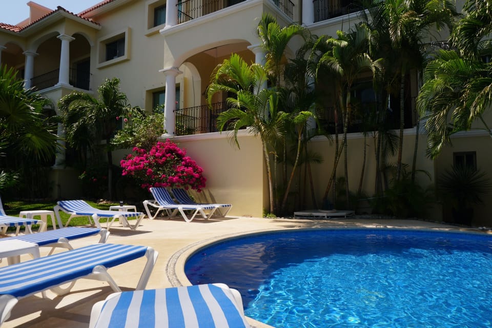 Looking from the pool to the Condo patio