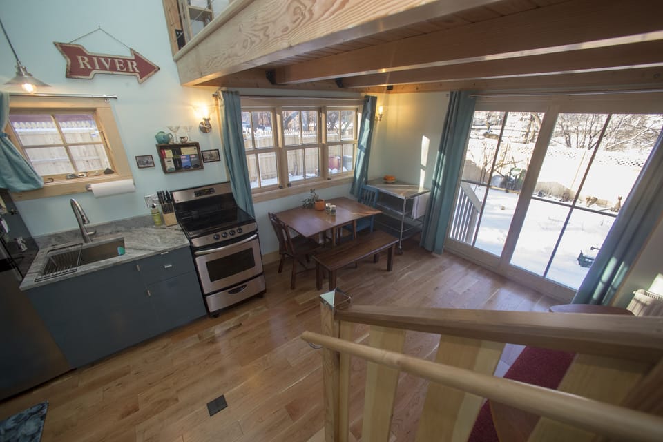 This tiny space is light filled and feels big