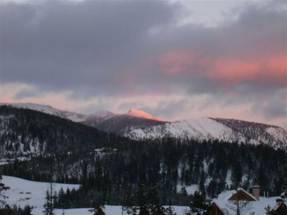 The sunset casts beautiful colors along Spanish Peaks.