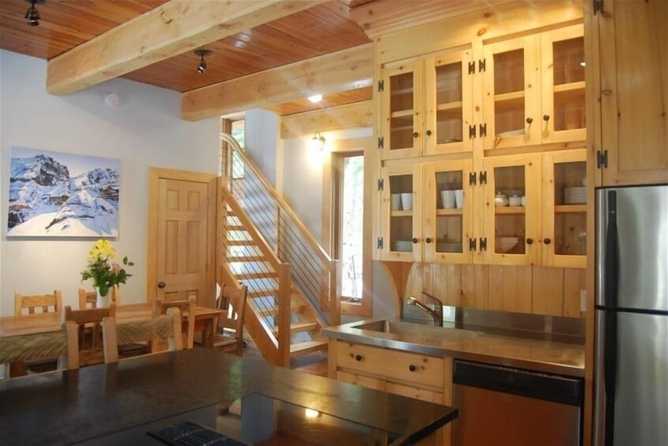 Kitchen and stairs to the loft