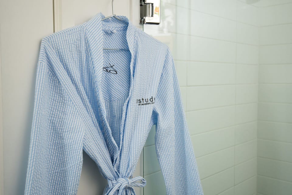 Shower, free toiletries, hair dryer, bathrobes