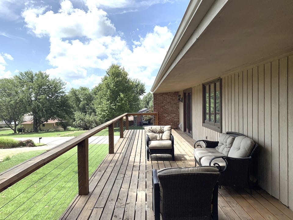 60 foot upper deck. Just one of the many outdoor seating areas.