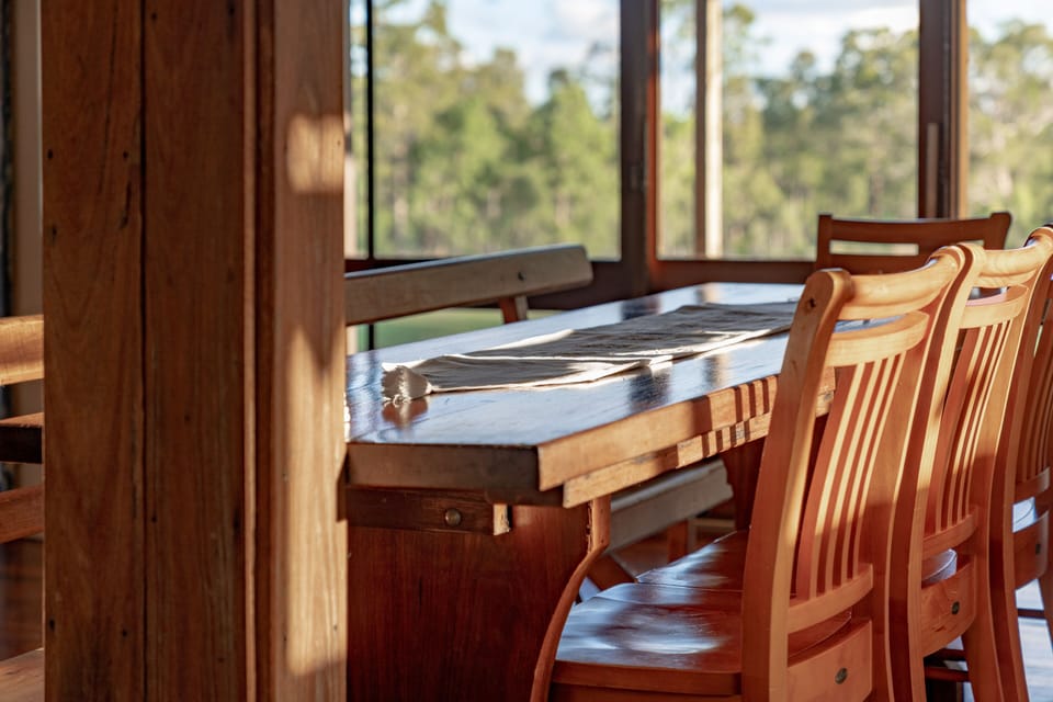 Inside dining table in cottage - seats 8- 10