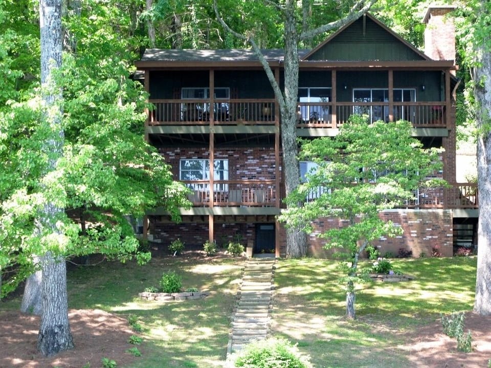Lakeside view of newly renovated and expanded upper and lower deck.