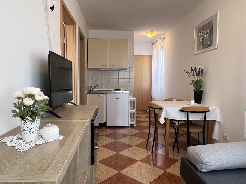 Apartment, 1 Bedroom, Sea View | Private kitchen | Fridge, electric kettle