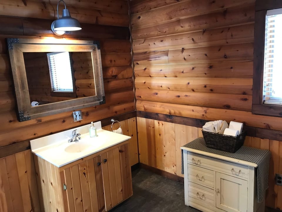 Vanity and storage on main floor bathroom