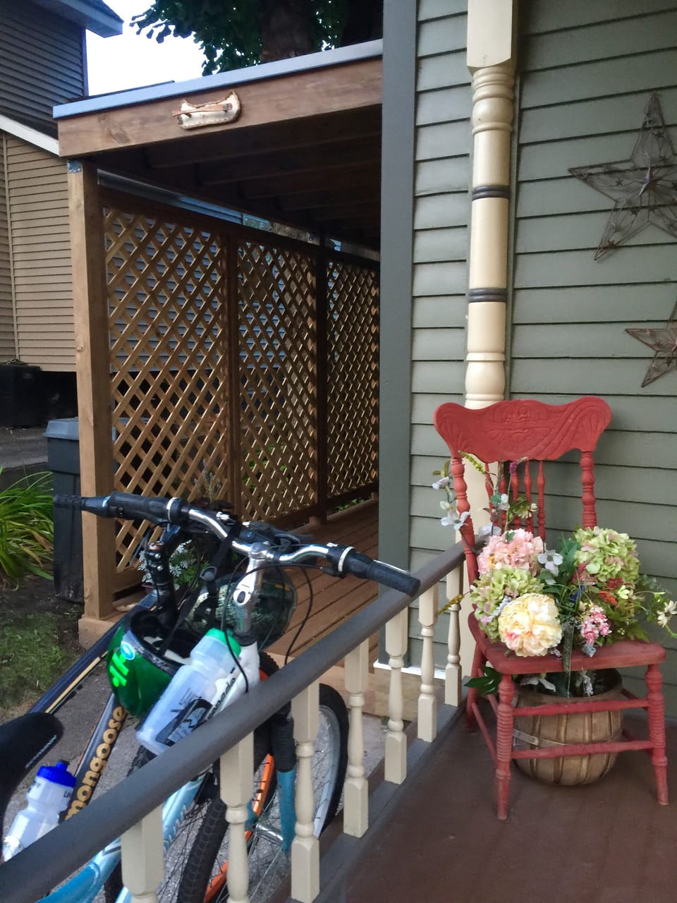 Entrance to upstairs apt. Through covered deck