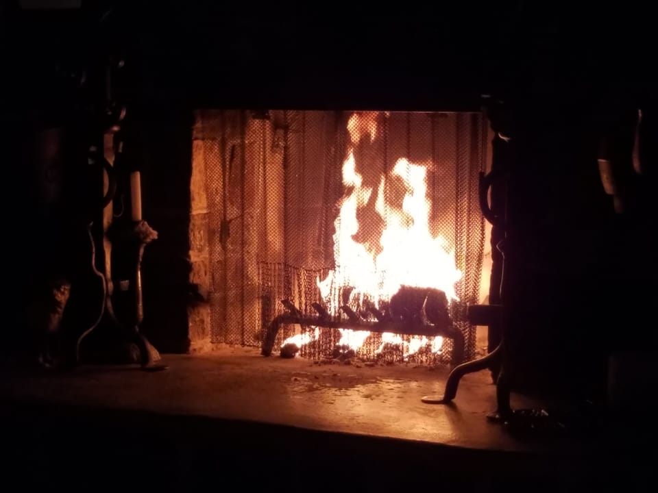 Cozy fireplace.