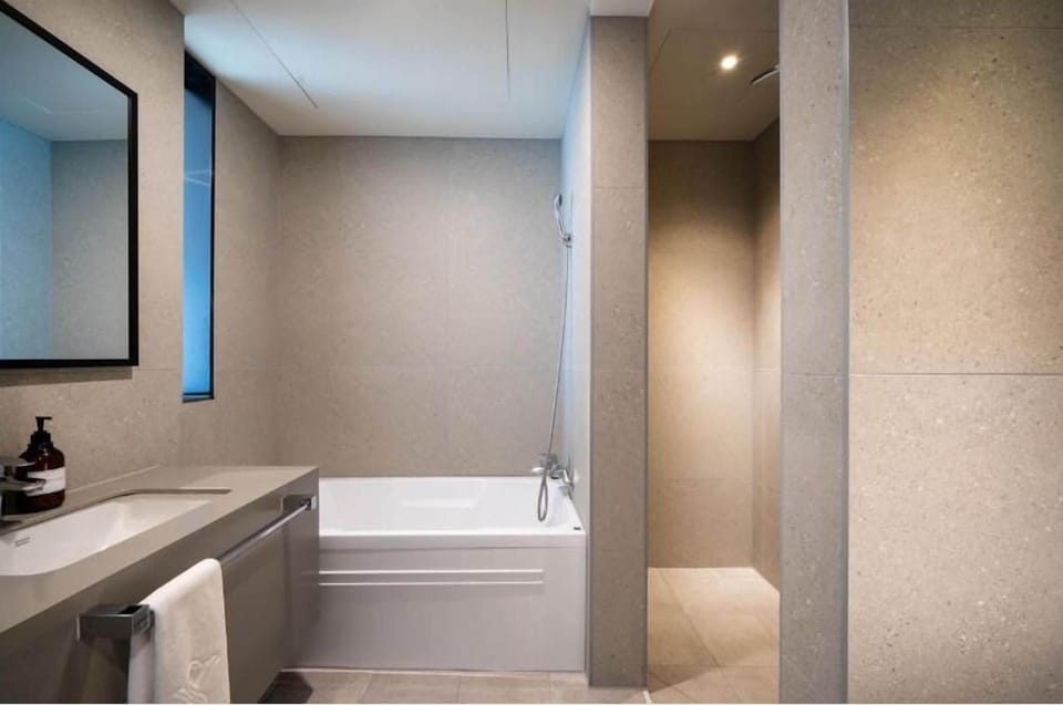 Deluxe Double Room | Bathroom | Free toiletries, hair dryer, bathrobes, slippers