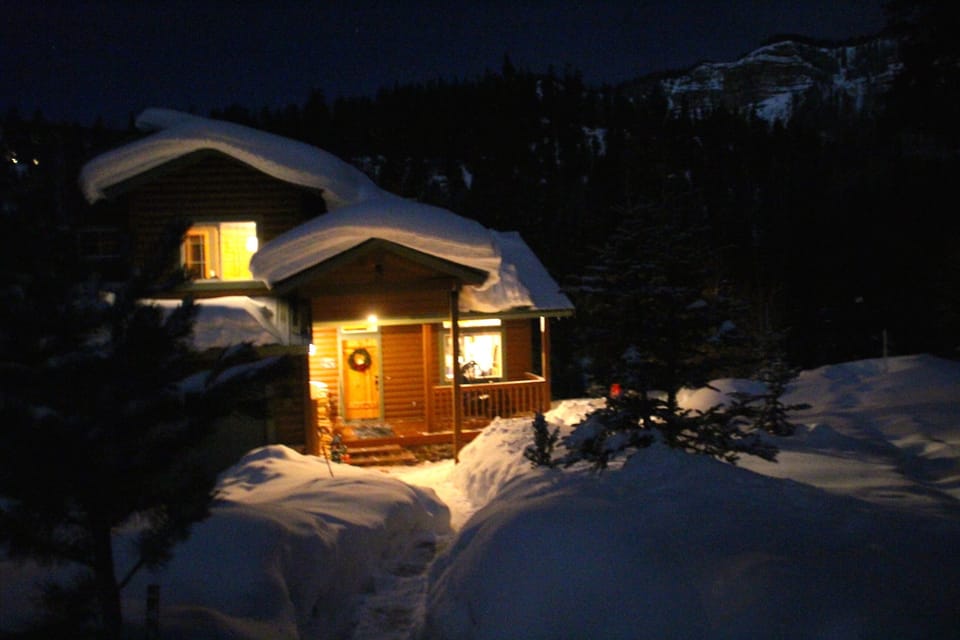 Cozy and warm under a full moon after 48" of snow just before Christmas Eve
