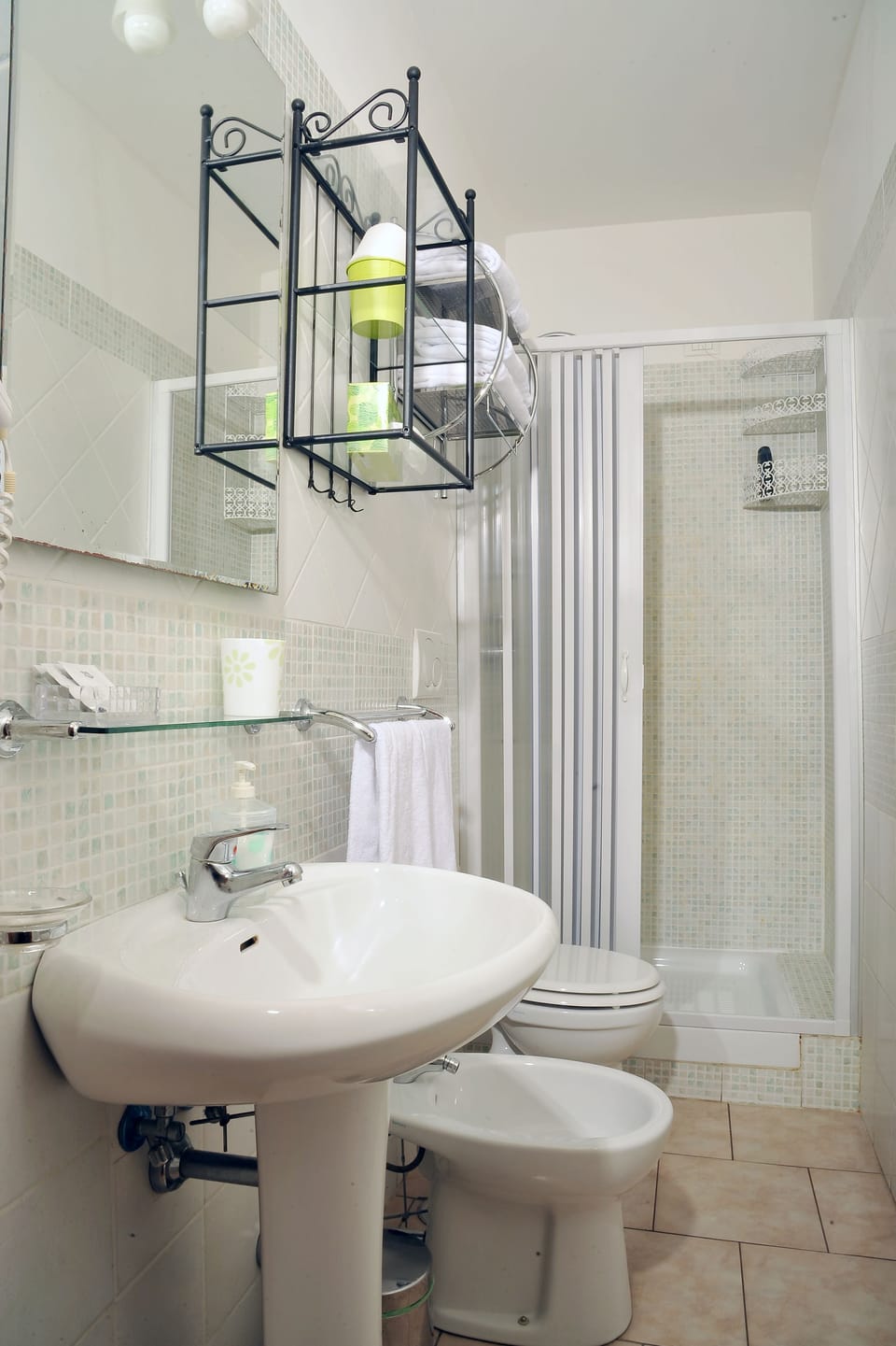 Shower, free toiletries, hair dryer, bidet