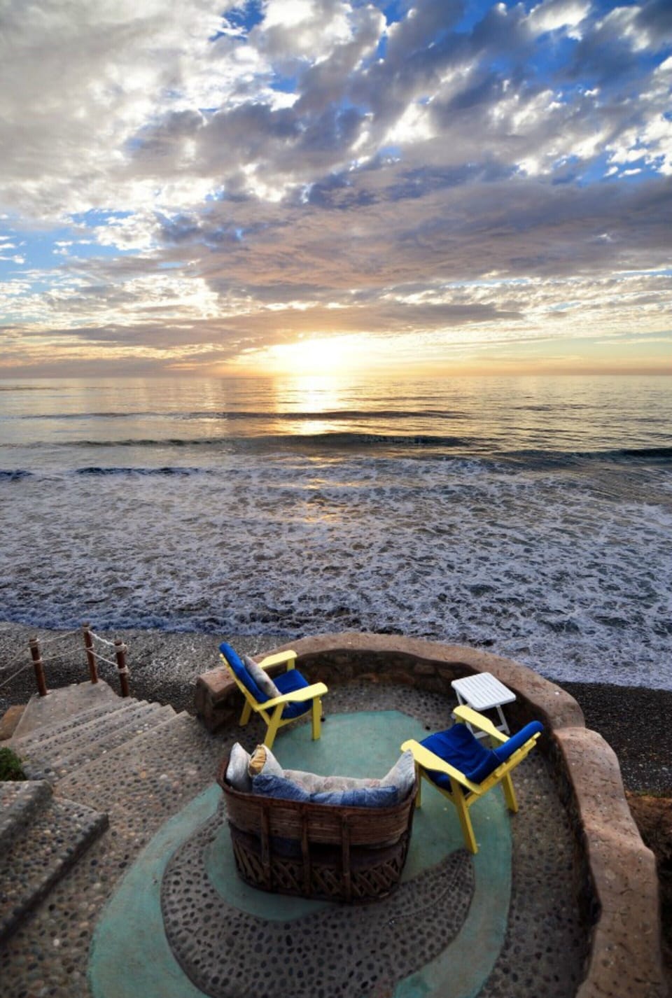 view of whale watch landing and private steps to the beach