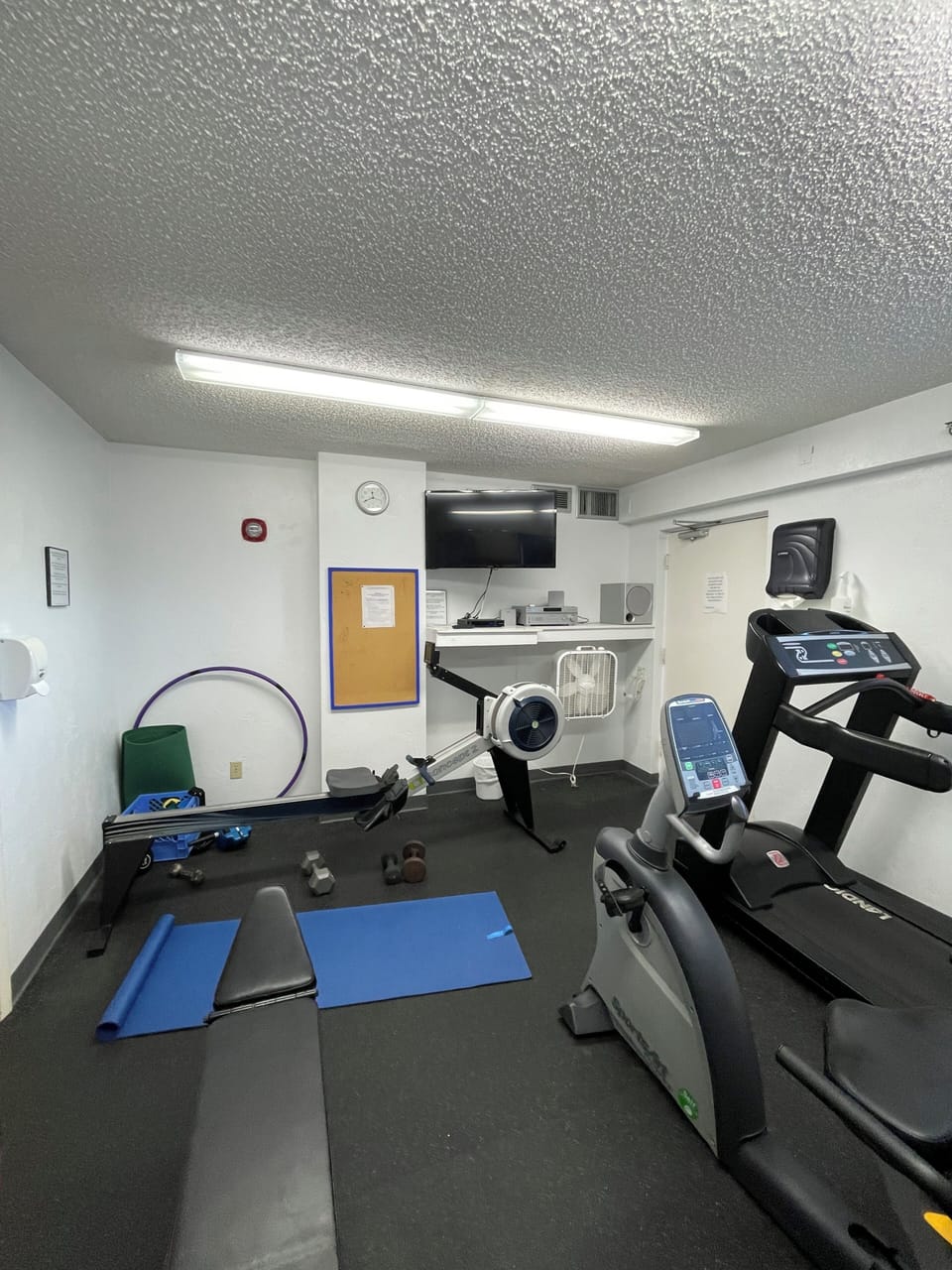 Fitness center located off main floor lobby area