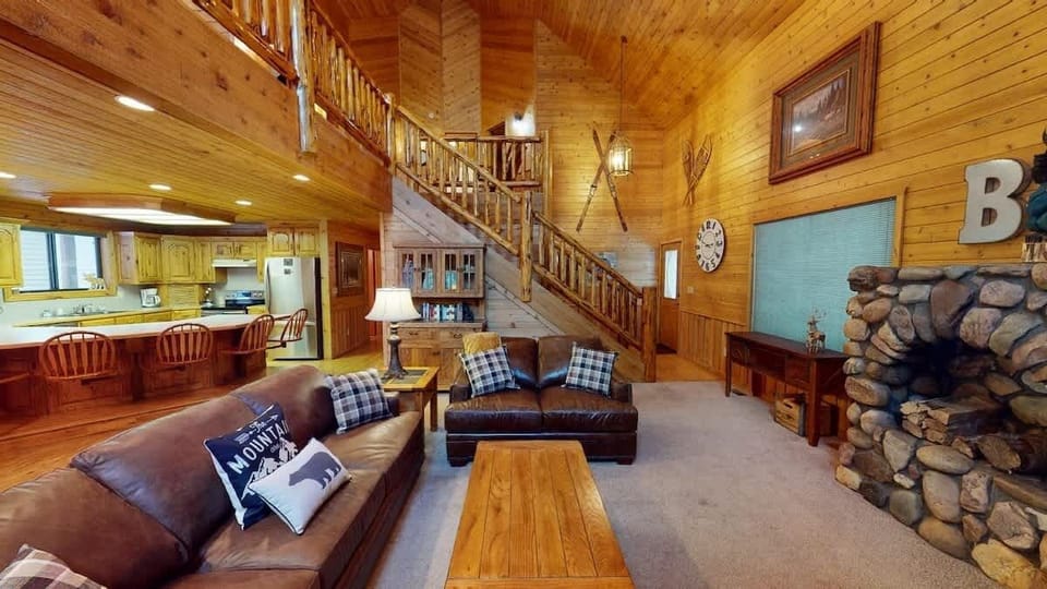 Living room with fireplace.