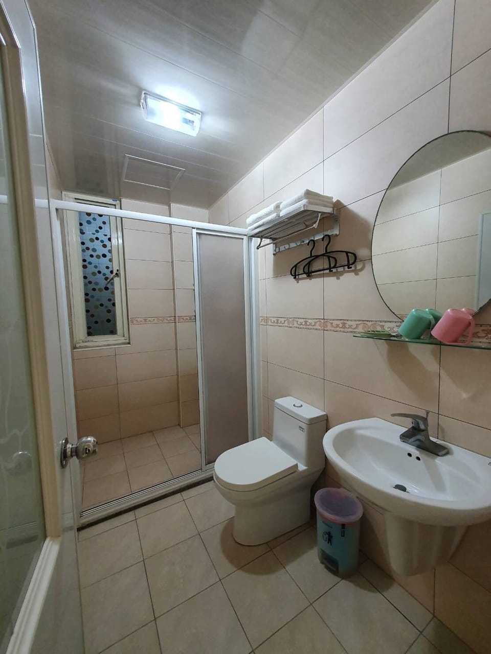 Shower, free toiletries, hair dryer, slippers