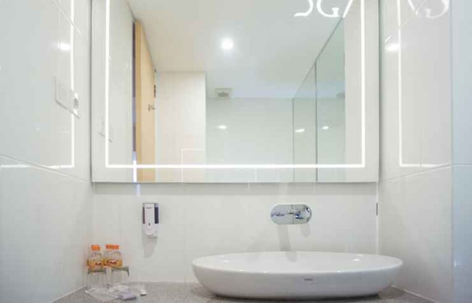 Shower, free toiletries, hair dryer, slippers