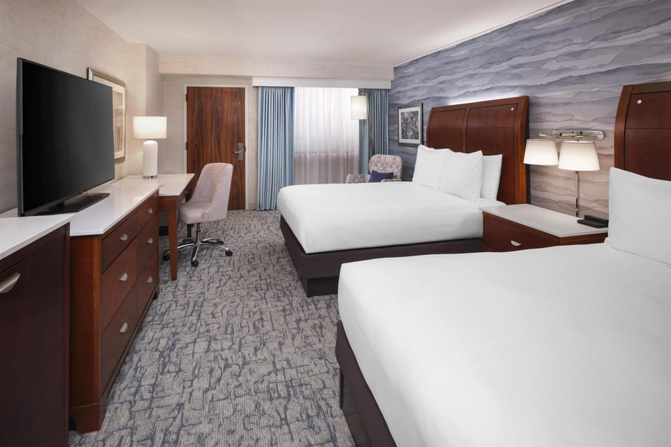 Room, 2 Queen Beds | Down comforters, in-room safe, desk, laptop workspace