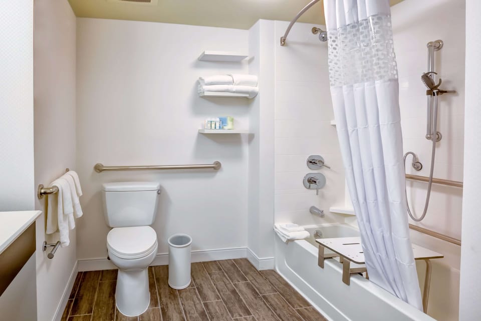 Eco-friendly toiletries, hair dryer, towels, soap