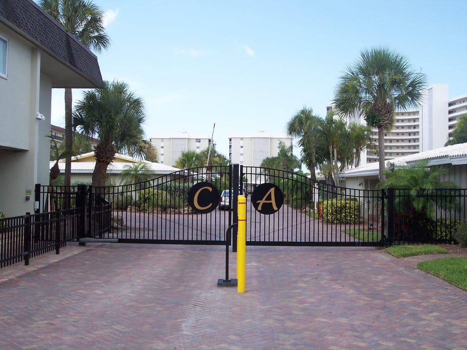 Crescent Arms complex. Security gate entering property.